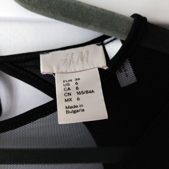 NWOT H&M Black Maxi Dress Sheer Inserts Open Back Backless Evening Formal Vampir - Picture 8 of 11